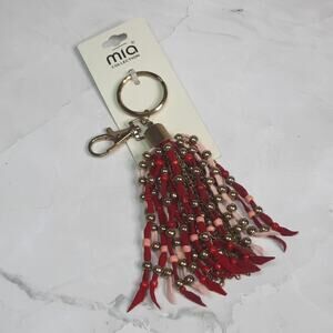 Mia Collection Red Beaded Fringe Key Chain